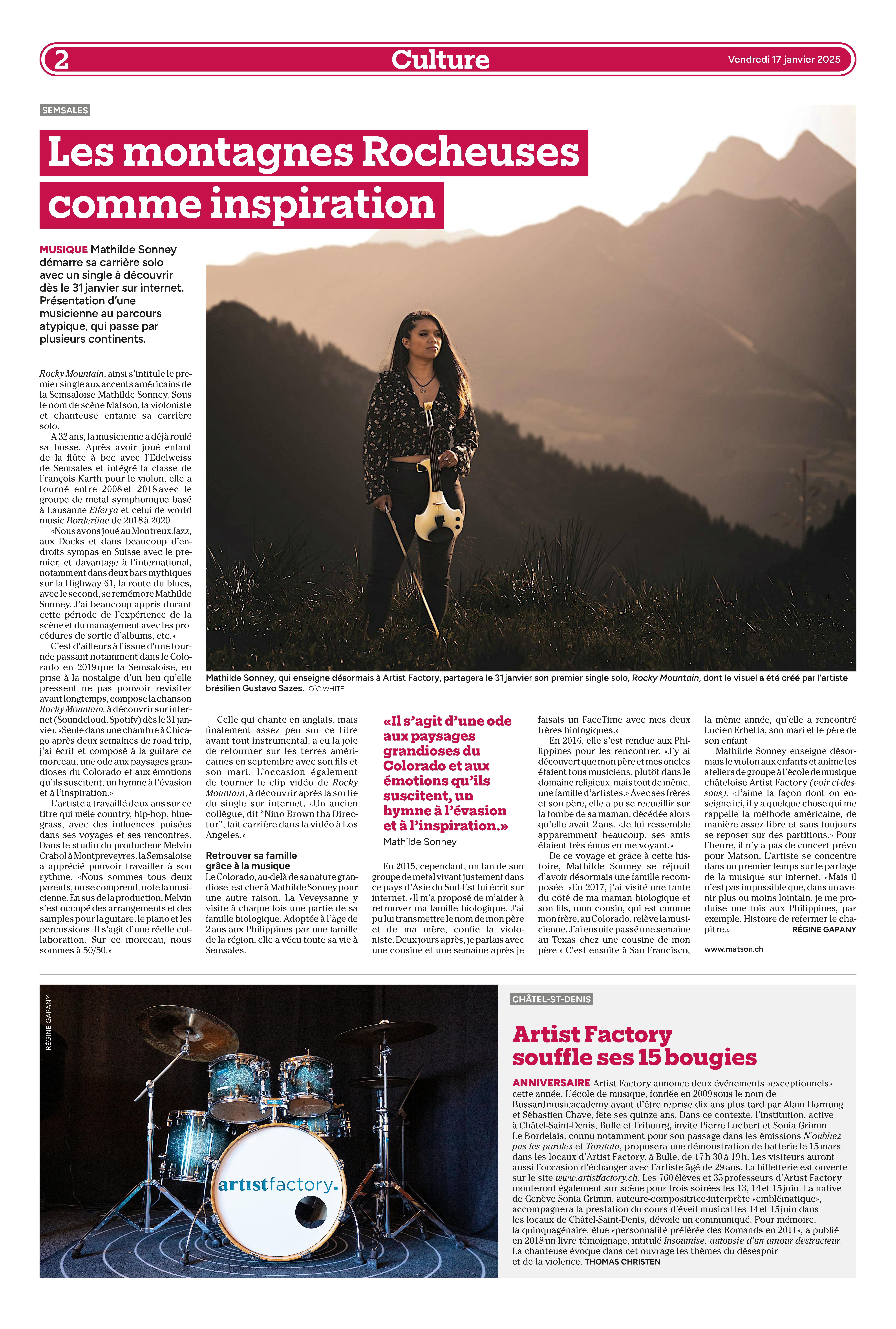 article dans Le Messager - 17 janvier 2025